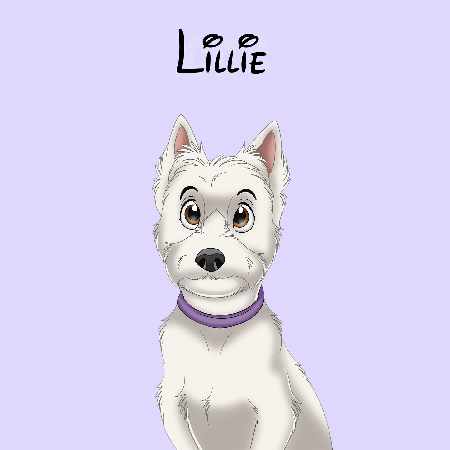 Custom Hand-Drawn Cartoon Pet Portrait Canvas