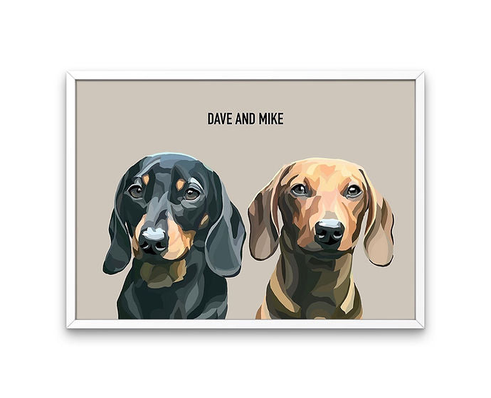 Custom Framed Double Pet Portrait