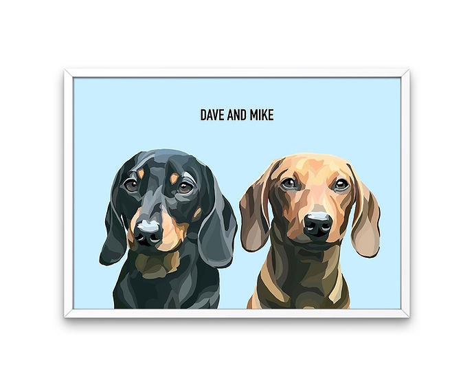 Custom Framed Double Pet Portrait