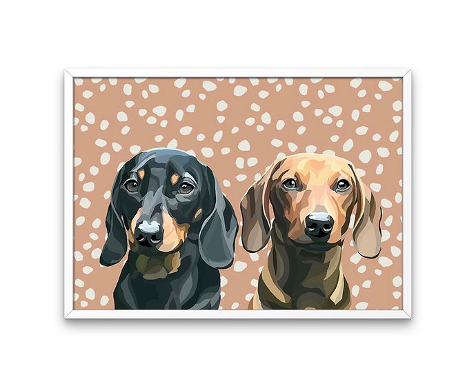 Custom Framed Double Pet Portrait