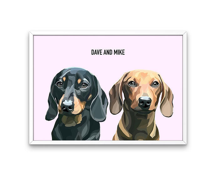 Custom Framed Double Pet Portrait