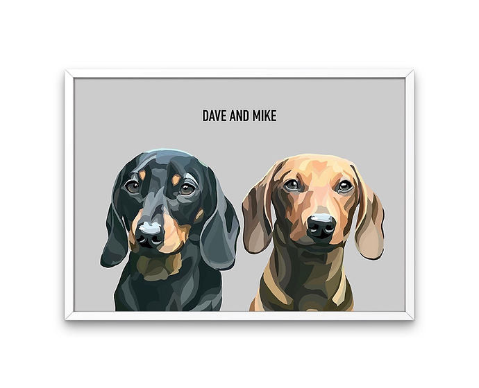 Custom Framed Double Pet Portrait