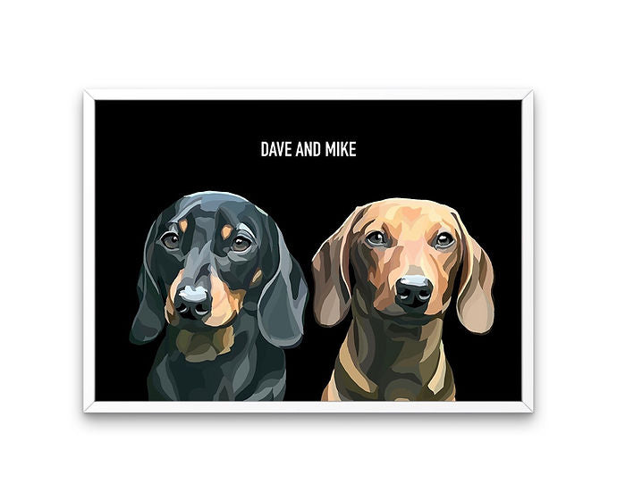 Custom Framed Double Pet Portrait