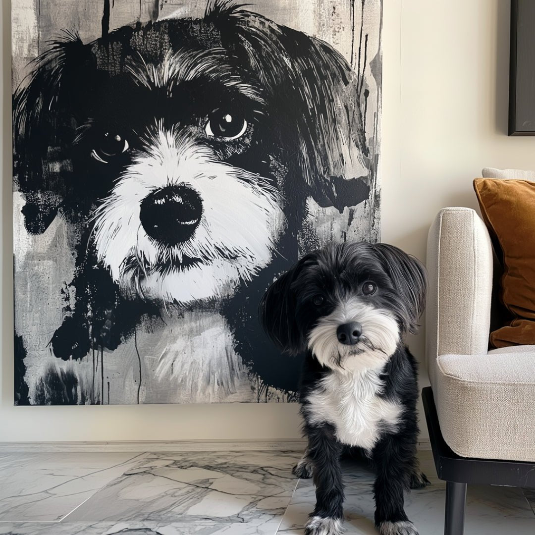 Custom Pet Portrait - Black & White Style
