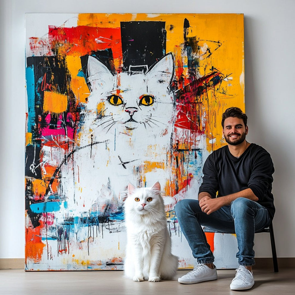 Custom Cat Portrait Canvas - Abstract Style