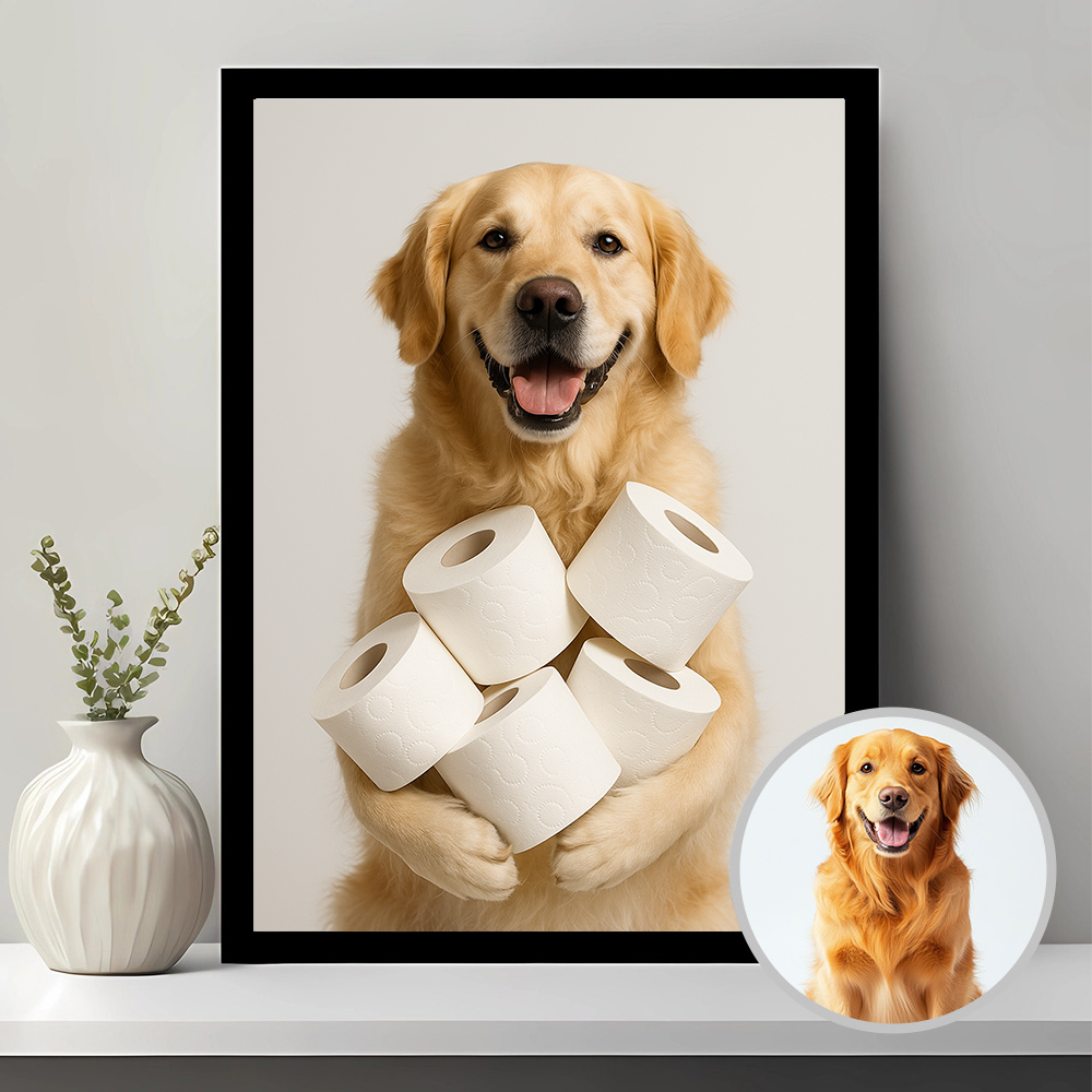 Custom Fun Pet Bathroom Wall Art Colorful Edition