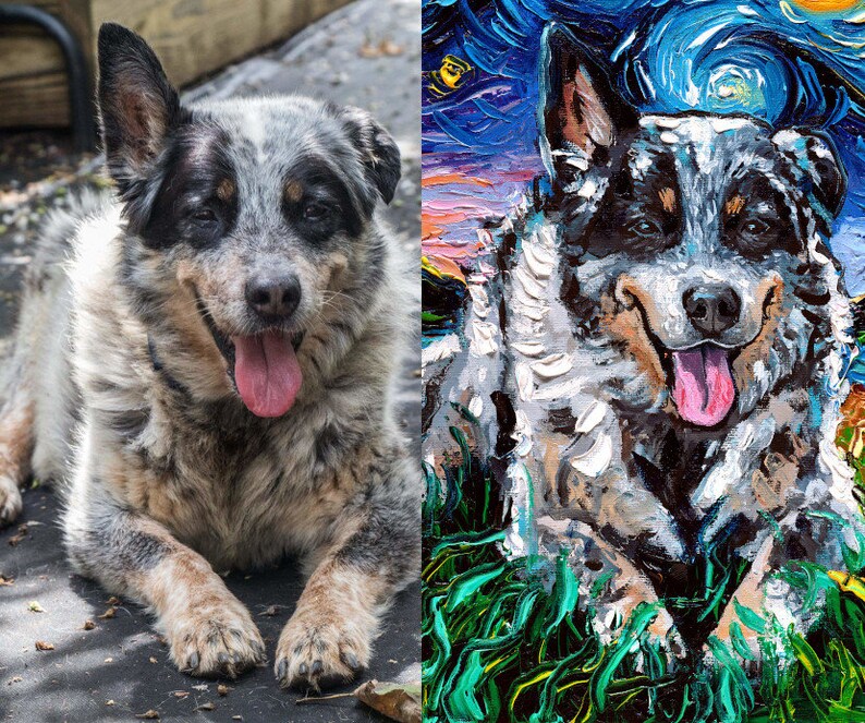 Custom Pet Painting Starry Night Art Oil Painting On Canvas Dog Or Cat Lover Gift