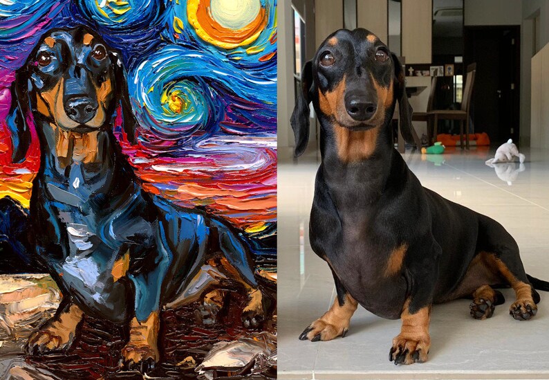 Custom Pet Painting Starry Night Art Oil Painting On Canvas Dog Or Cat Lover Gift