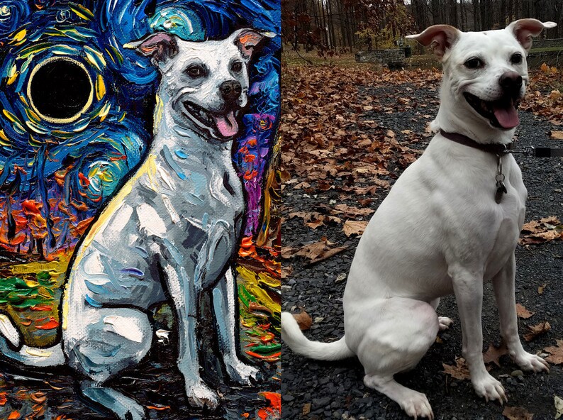 Custom Pet Painting Starry Night Art Oil Painting On Canvas Dog Or Cat Lover Gift
