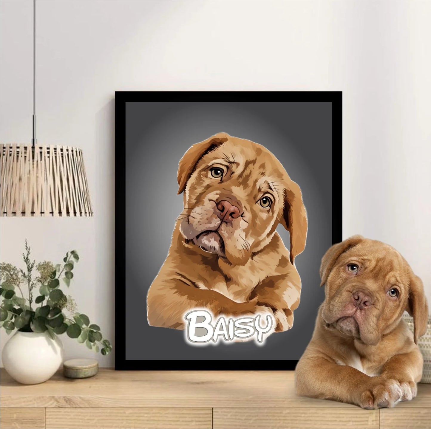 Pet Portrait Frame With Neon Light