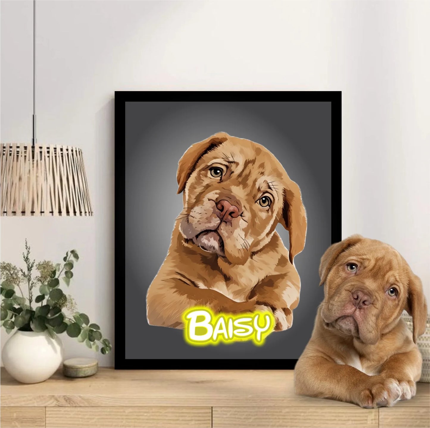 Pet Portrait Frame With Neon Light