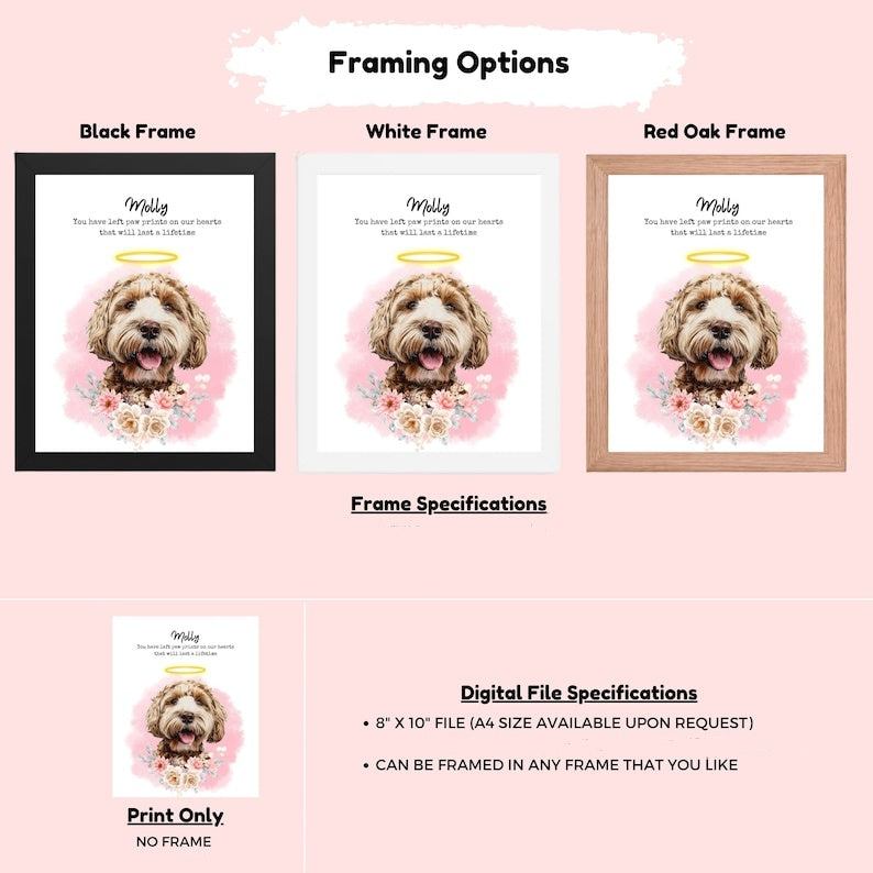 Custom Pet Loss Gift Pet Portrait with Halo Ring Flower DIGITAL Pet Portrait from Photo In Memory of Dog Loss Gift Pet Sympathy Dog GIft