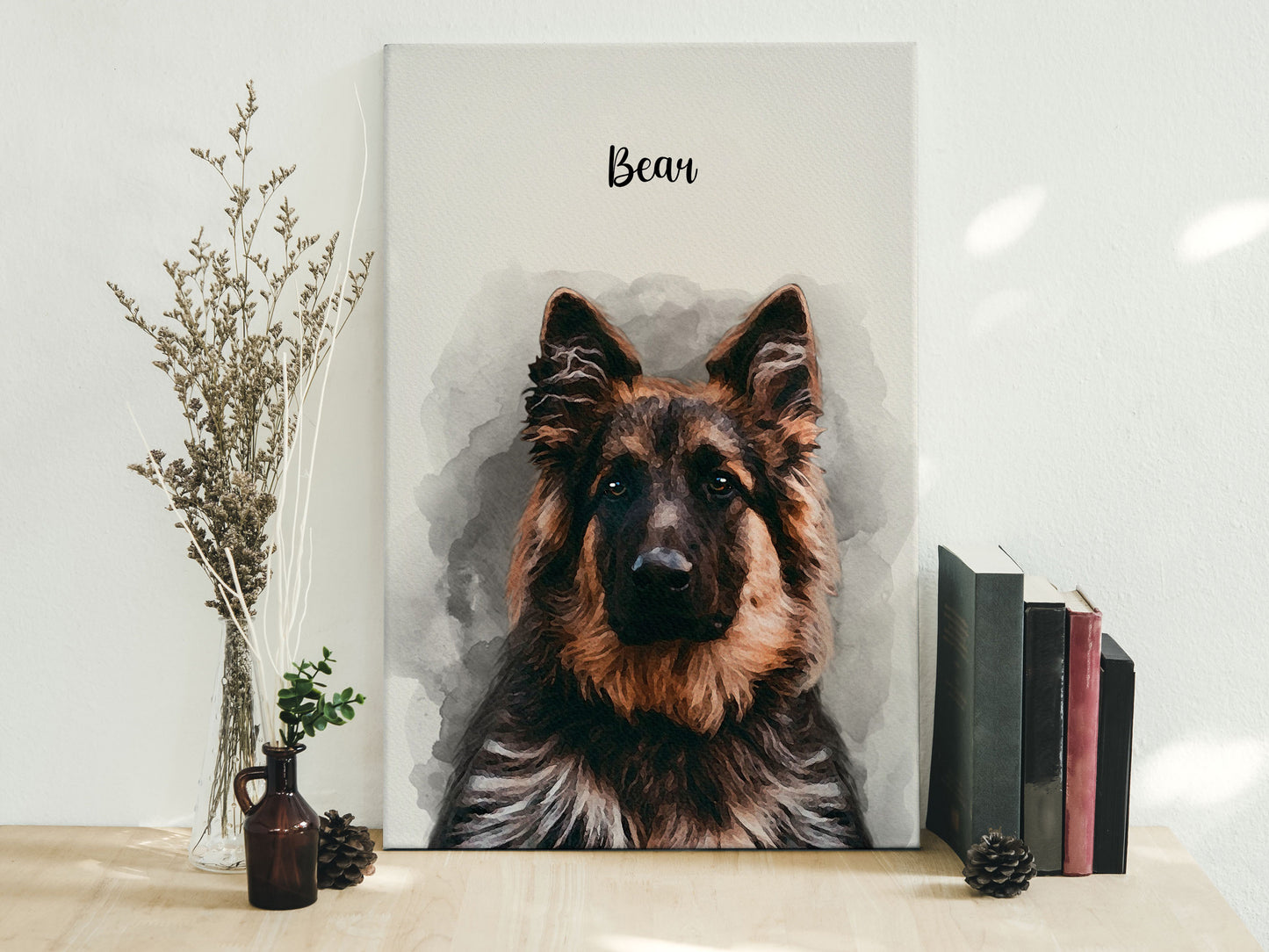 Watercolor Pet Portrait Photo Personalized Handmade Canvas Gift For Girlfriend Pet Memorial