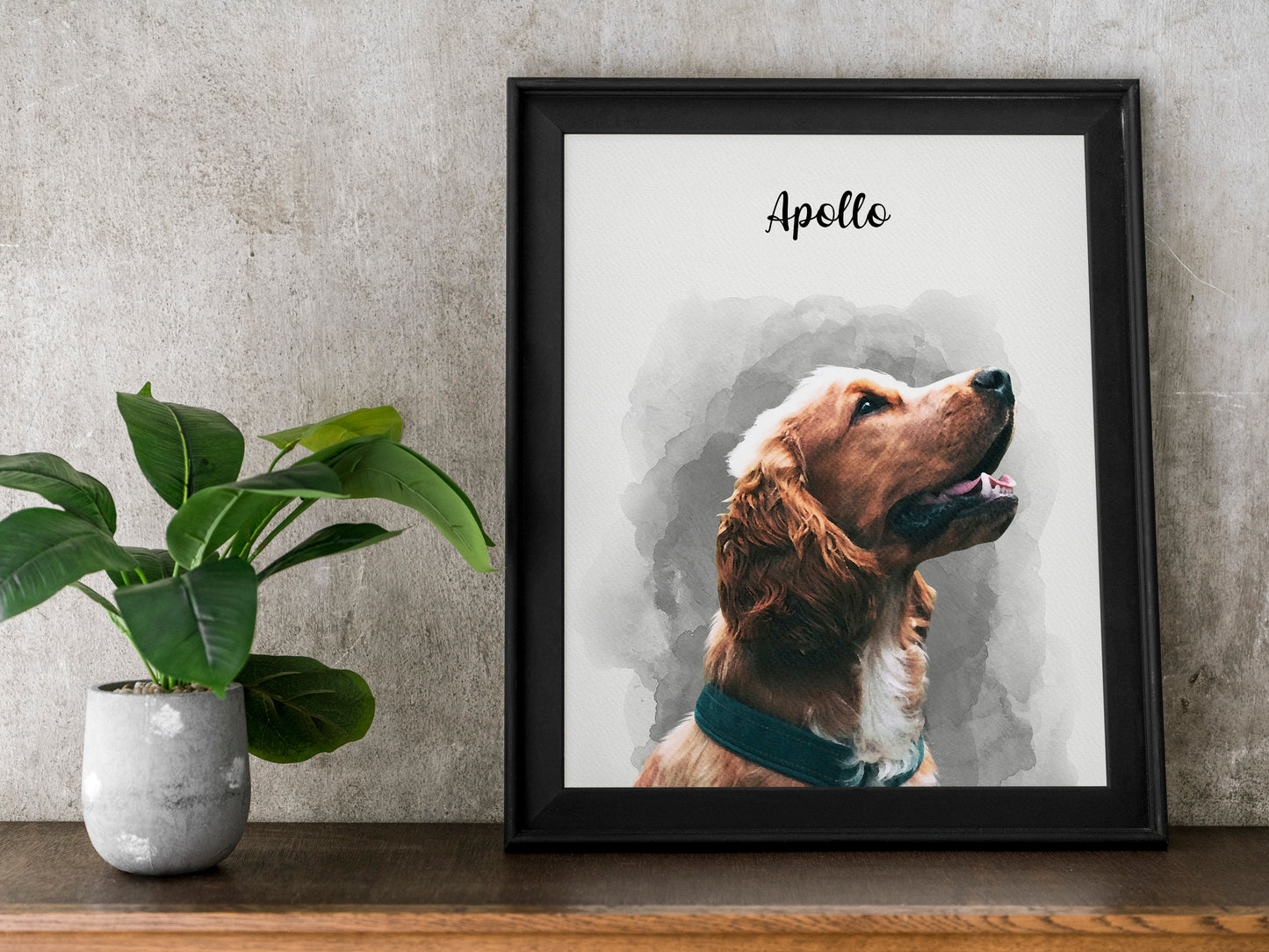 Watercolor Pet Portrait Photo Personalized Handmade Canvas Gift For Girlfriend Pet Memorial
