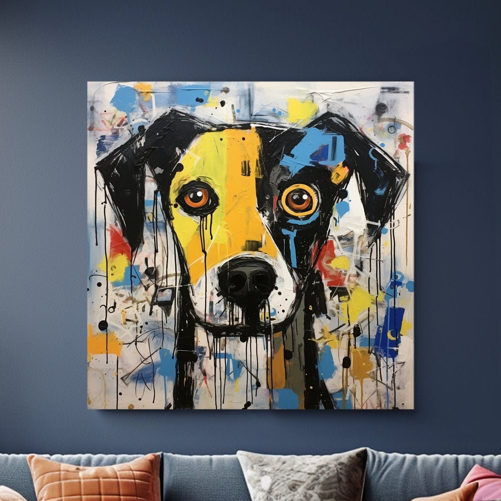 Dog Abstract Print : Abstract Fun Art Style Wall Art Poster