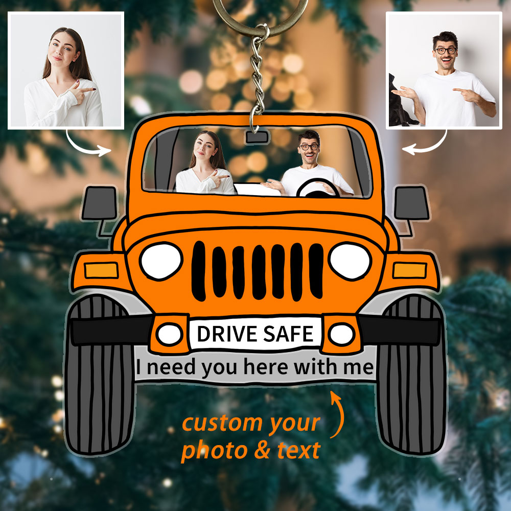 🎁Custom Drive Safe Off Road Car Photos Keychain💖For Lover💖