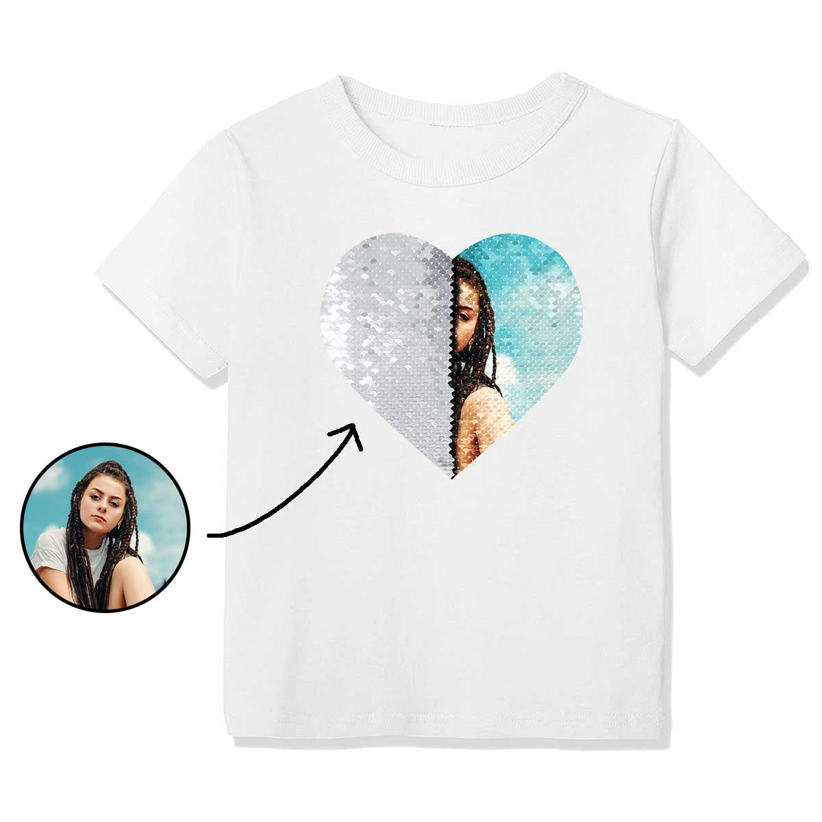 👧Little Girls Custom Flip Sequin Shirt (Heart)