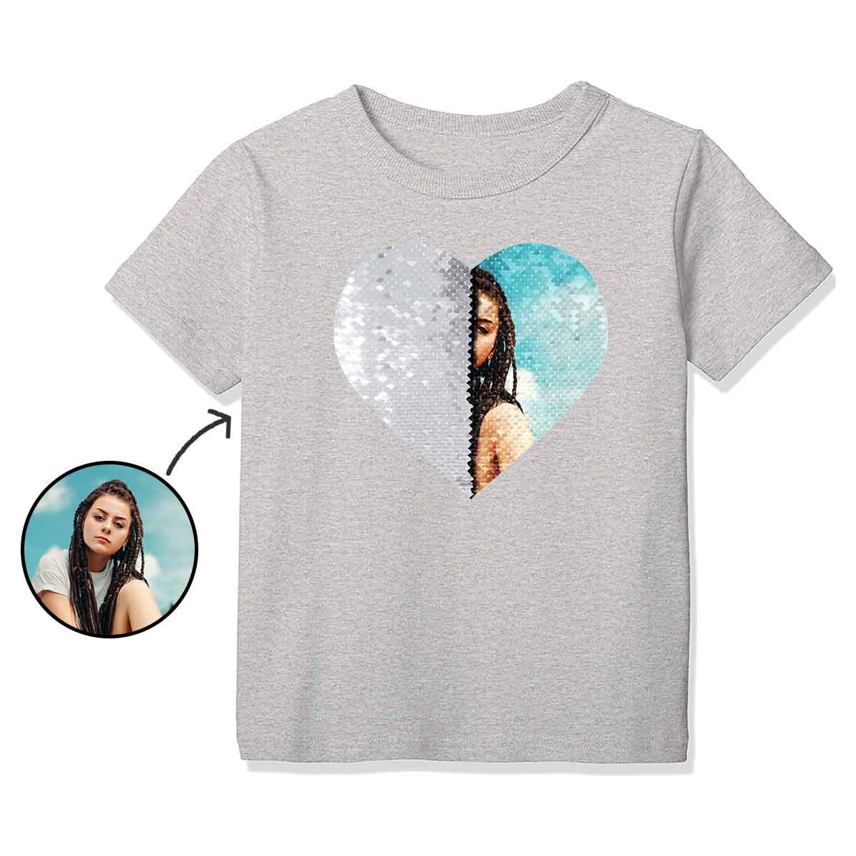 👧Little Girls Custom Flip Sequin Shirt (Heart)