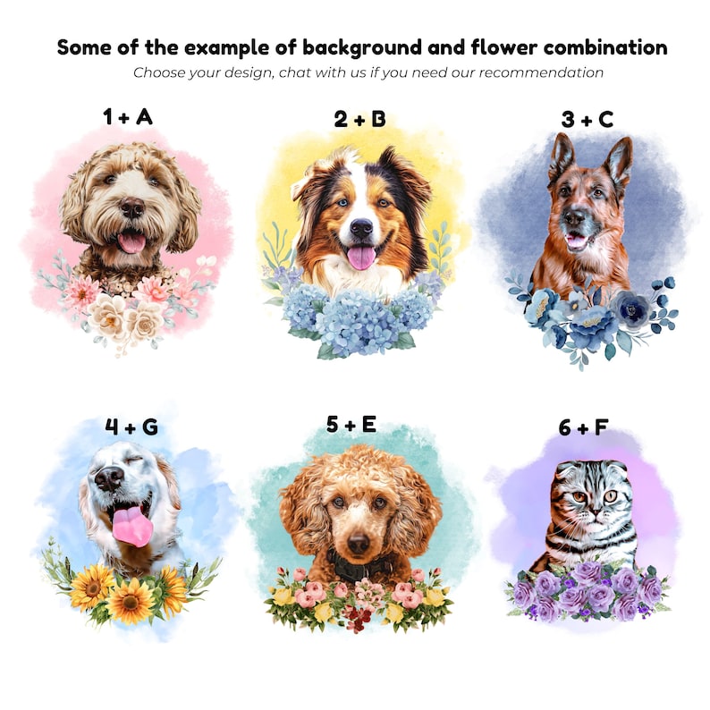 Custom Pet Loss Gift Pet Portrait with Halo Ring Flower DIGITAL Pet Portrait from Photo In Memory of Dog Loss Gift Pet Sympathy Dog GIft