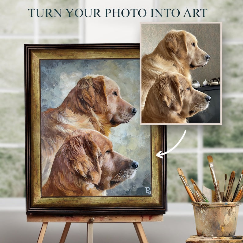 Oil painting commission, Custom oil portrait, Custom dog oil painting