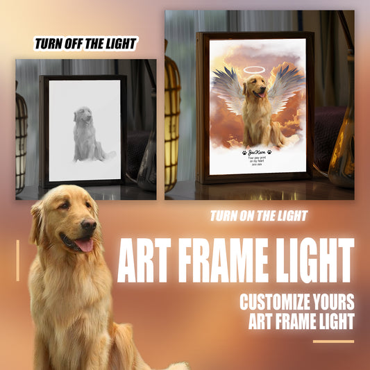 Customizable Owner and Fur Baby on Art Frame Light