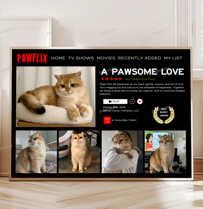 Custom Pawflix Pets Photo Movie Frame, Gift For Pet Lovers