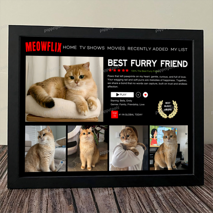 Custom Pawflix Pets Photo Movie Frame, Gift For Pet Lovers