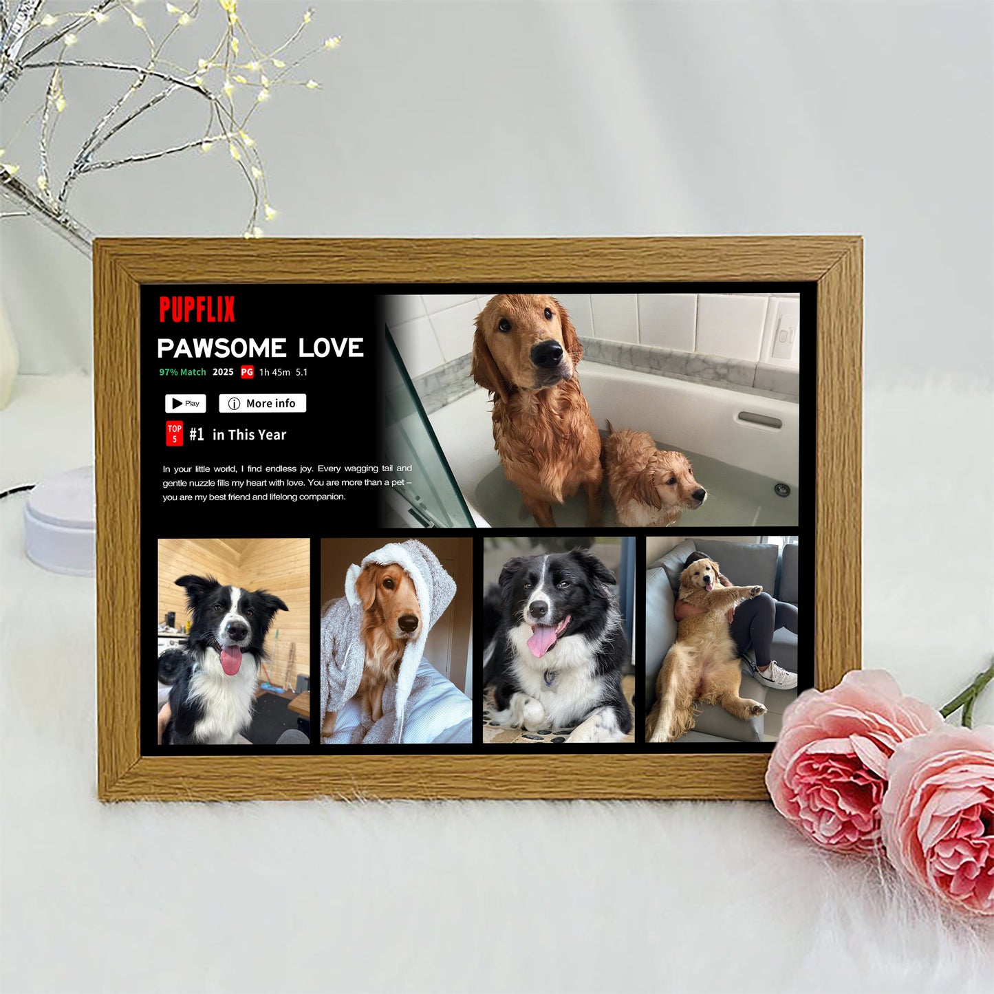 Personalized Petflix Pets Photo Movie Frame For Pet Parents
