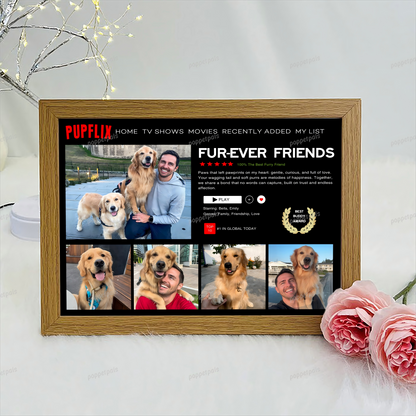 Custom Pawflix Pets Photo Movie Frame, Gift For Pet Lovers