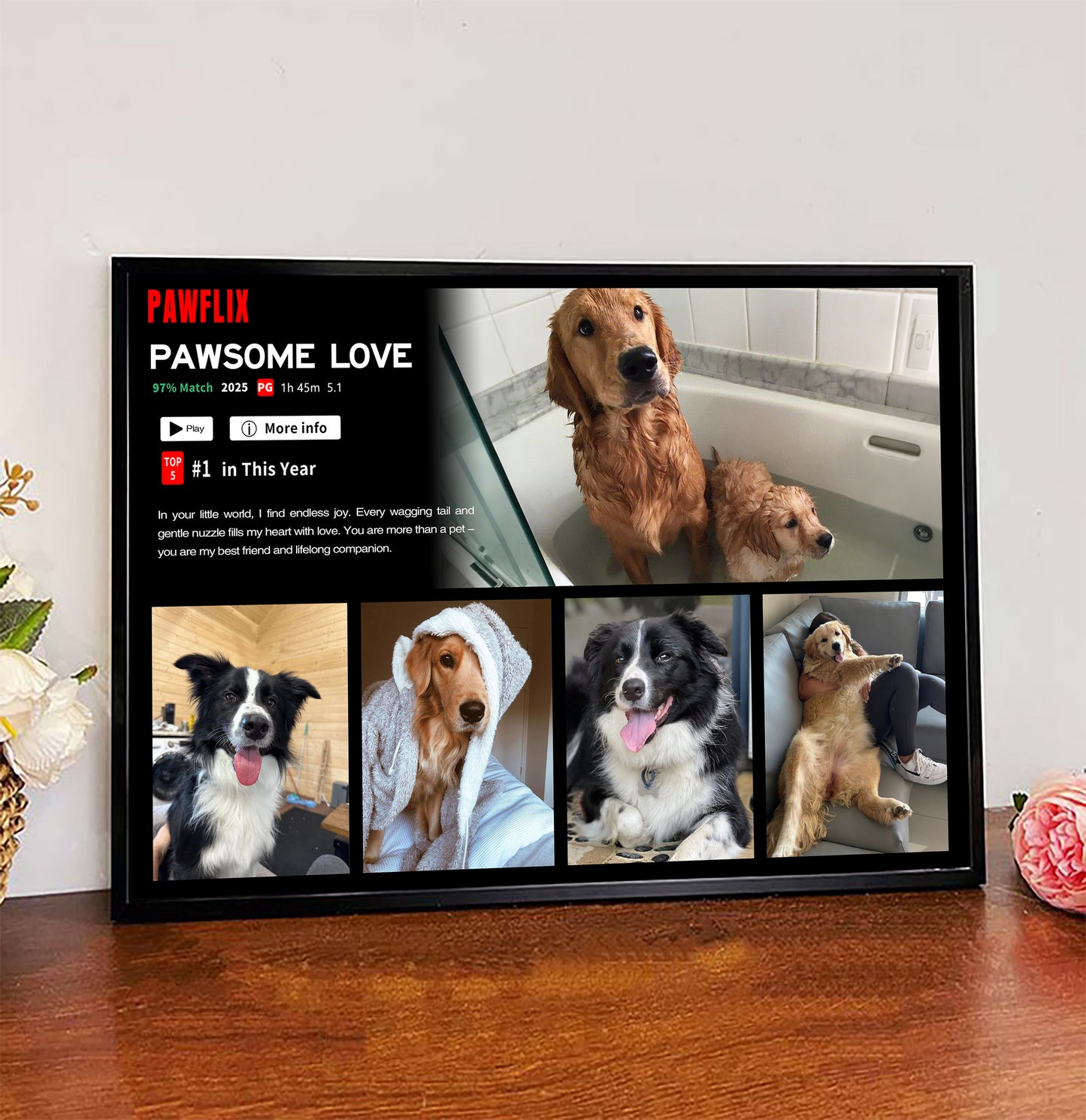 Personalized Petflix Pets Photo Movie Frame For Pet Parents