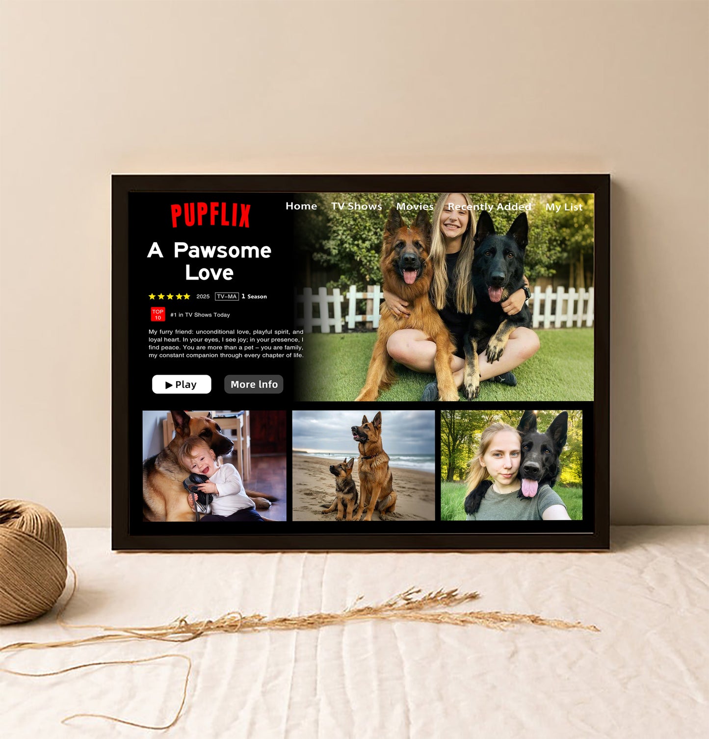 Custom Petflix Dog Cat Photos Movie Frame For Pet Parents