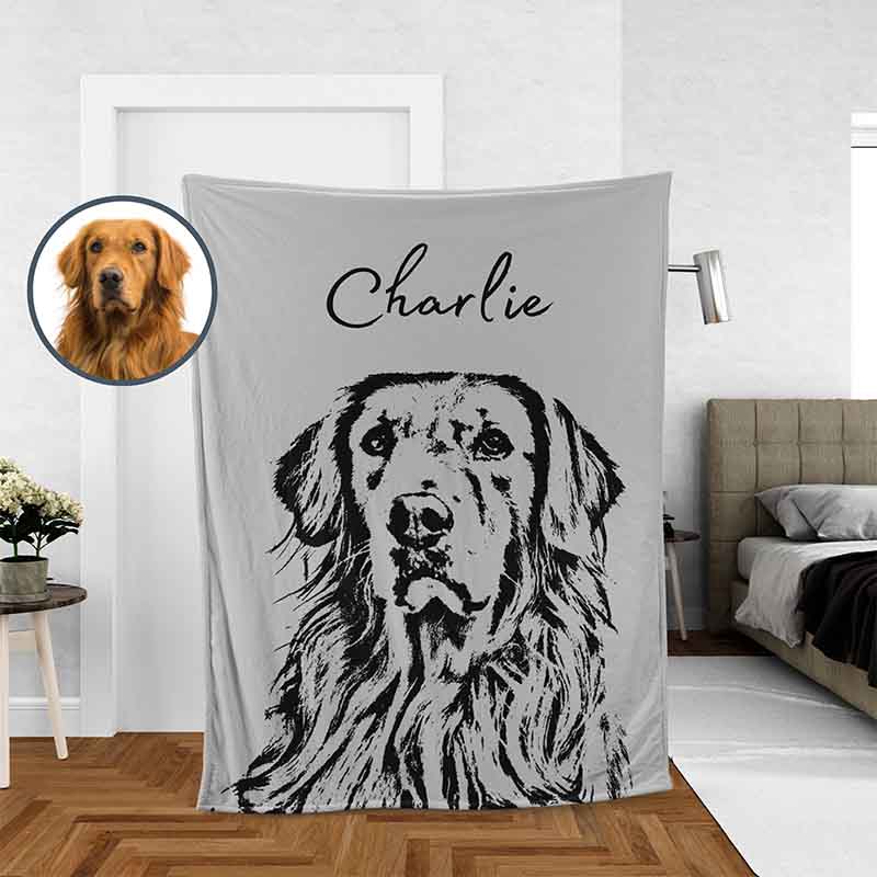 Custom Pet Photo Name Blanket Gift