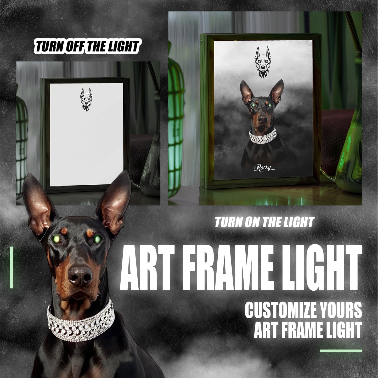 Customizable Owner and Fur Baby on Art Frame Light