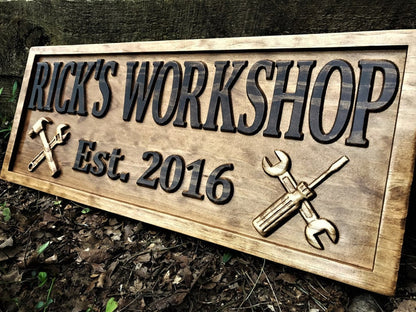 Custom Workshop Sign With Tools