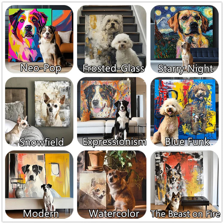 3D Embossed Canvas Painting Custom Pet Portrait Canvas Collection