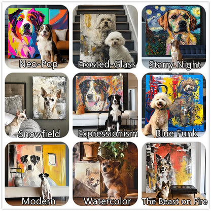 3D Embossed Canvas Painting Custom Pet Portrait Canvas Collection