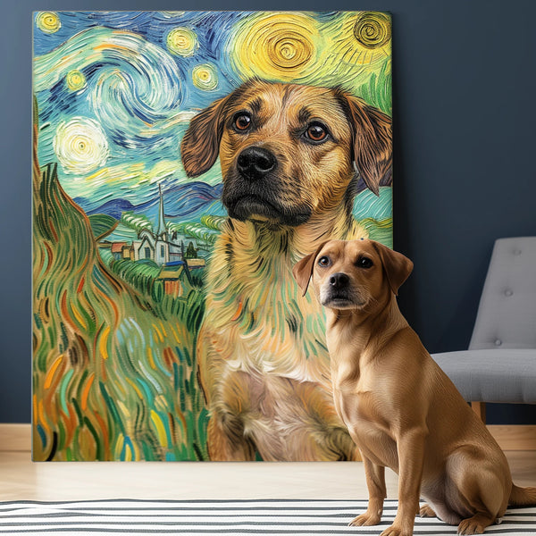Custom 3D Embossed Canvas Painting-"VG-Starry Night"