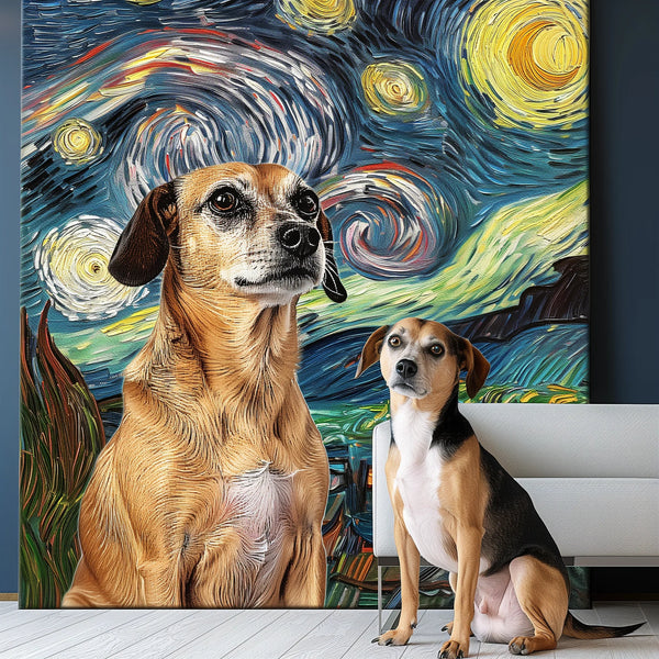 Custom 3D Embossed Canvas Painting-"VG-Starry Night"