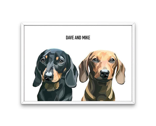 Custom Framed Double Pet Portrait