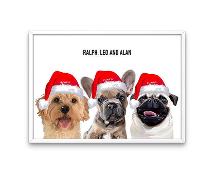Custom Framed Triple Pet Portrait