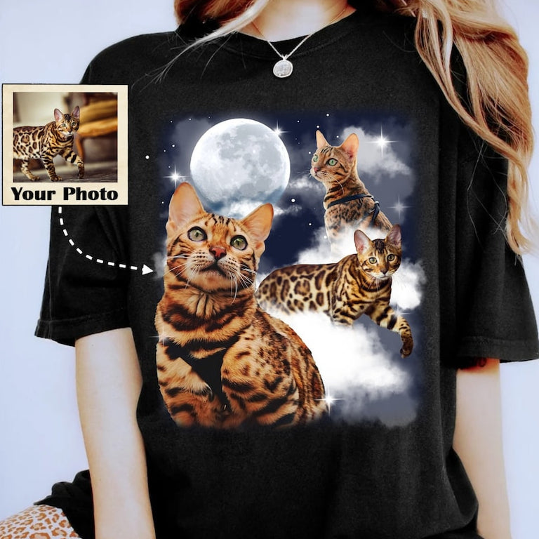 Cat With Moon Custom Your Own Photo Apparel