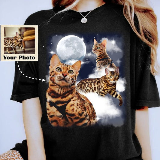 Cat With Moon Custom Your Own Photo Apparel
