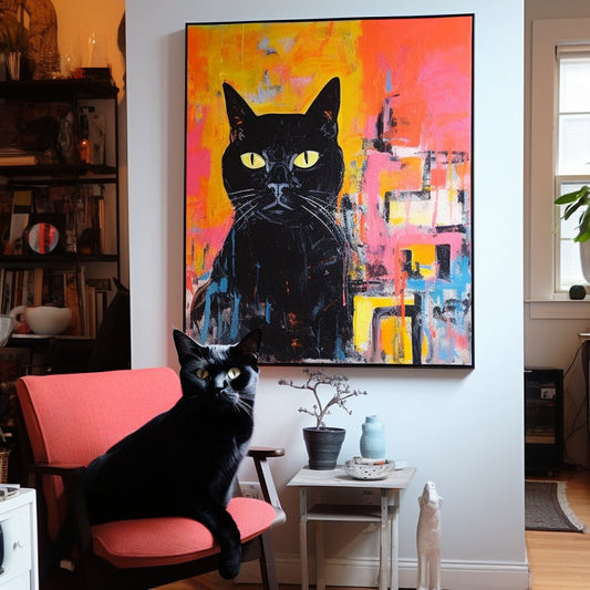 Custom Cat Portrait Canvas - Abstract Style