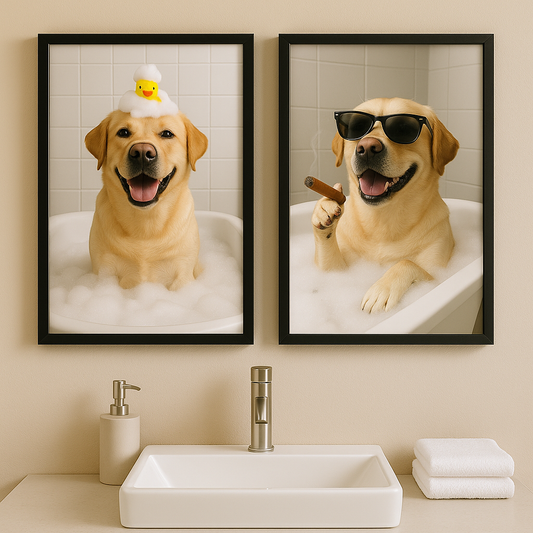 Custom Fun Pet Bathroom Wall Art Colorful Edition