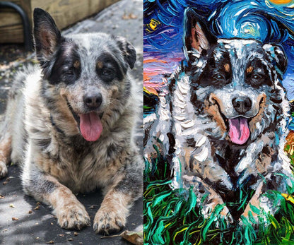 Custom Pet Painting Starry Night Art Oil Painting On Canvas Dog Or Cat Lover Gift