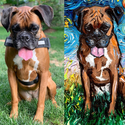 Custom Pet Painting Starry Night Art Oil Painting On Canvas Dog Or Cat Lover Gift