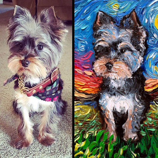 Custom Pet Painting Starry Night Art Oil Painting On Canvas Dog Or Cat Lover Gift