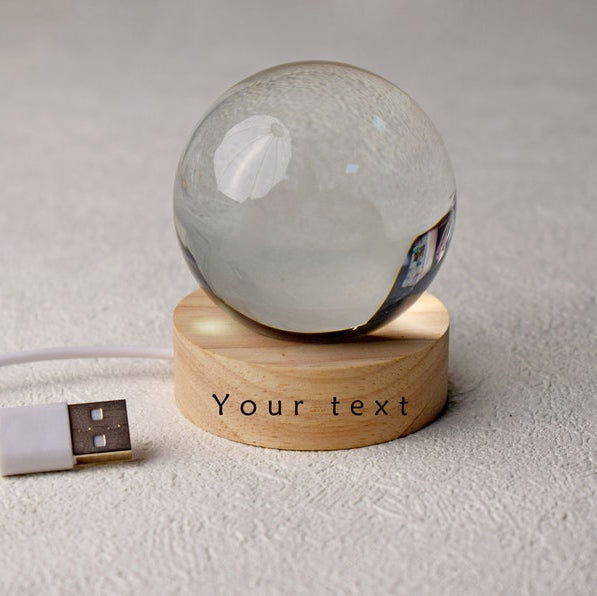 Customized 2d Pet Photo Crystal Ball Night Light, Commemorative Gift For Pet Lovers