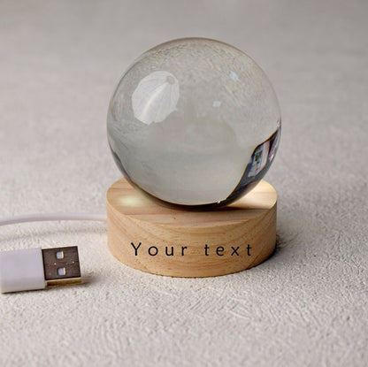 Customized 2d Pet Photo Crystal Ball Night Light, Commemorative Gift For Pet Lovers