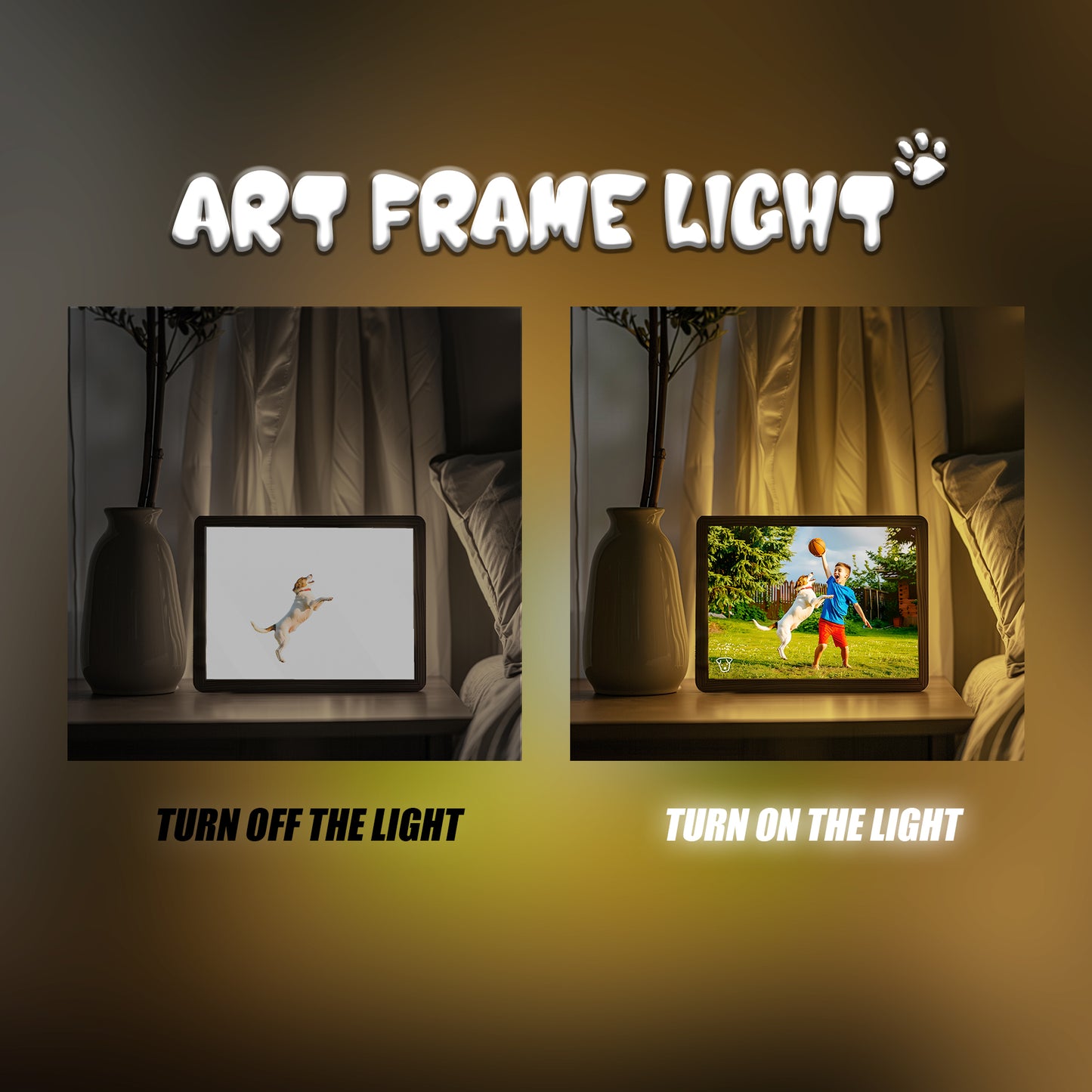 Customizable Owner and Fur Baby on Art Frame Light